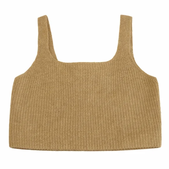 Everlane NWT The Cozy-Stretch Cropped Wool Yak Tank in Camel Tan S,M,L - Picture 2 of 12
